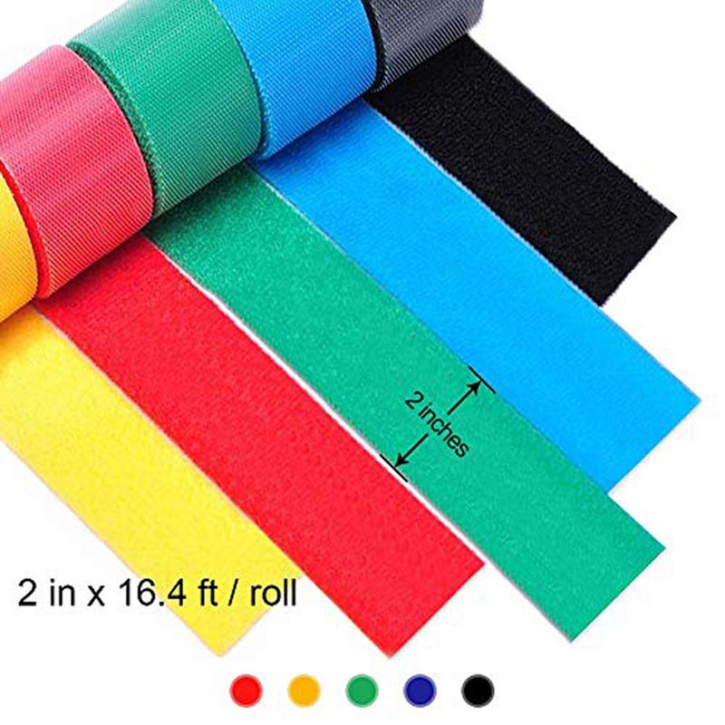 ApexOne 2'' Wide 16.4'/5 Yards Long Hook and Loop Cable Tie Cord Wrap Fastener Nylon Power Cord Management Wire Organizer Strap Reusable Cut to Size Self Gripping Tape Roll (Black) - 4''Wide Available - Image 4